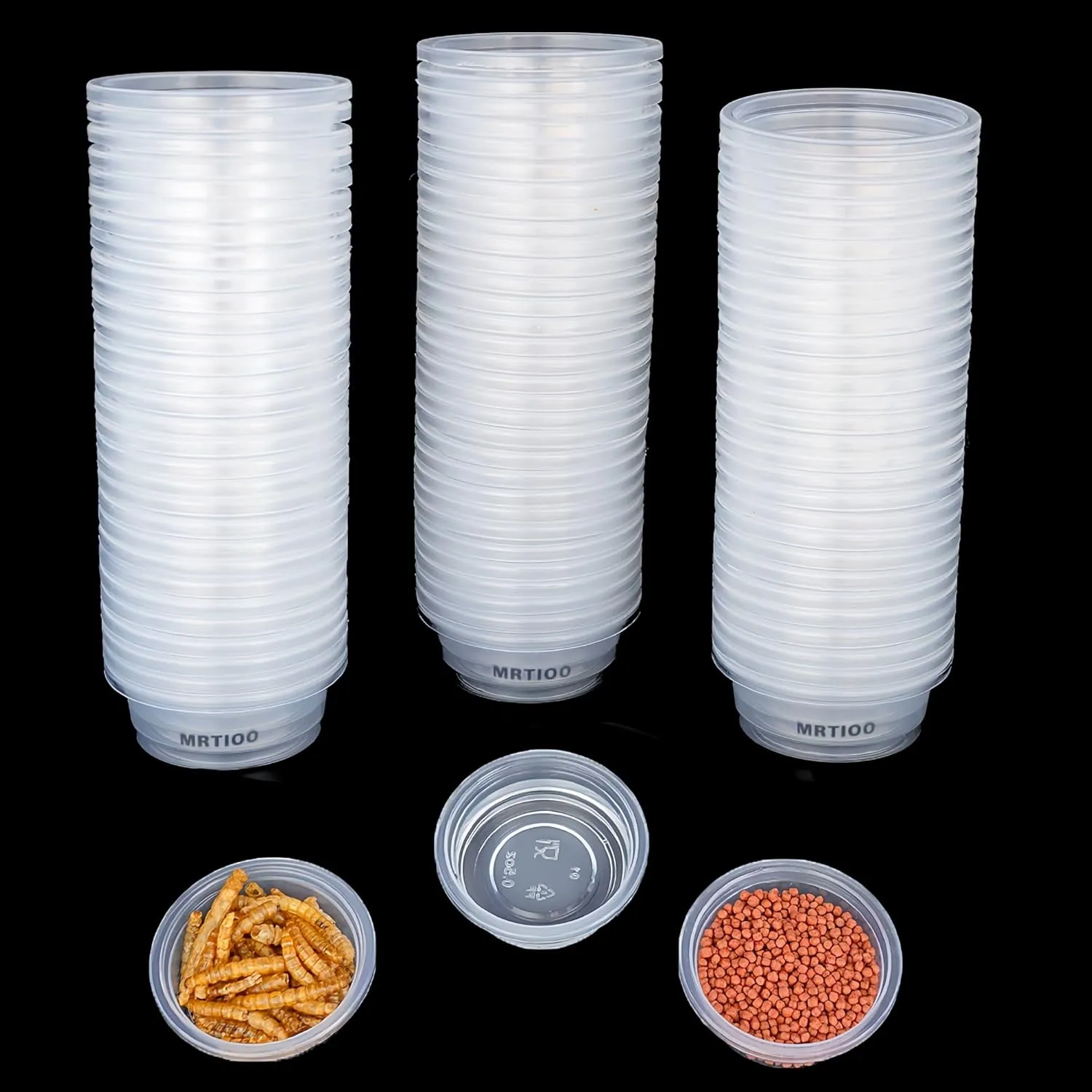 100 pcs 0.5oz Crested Gecko Food and Water Feeding Cups, Reptile Feeder Bowls, for Lizard and Other Small Pet Ledge Accessories Supplies