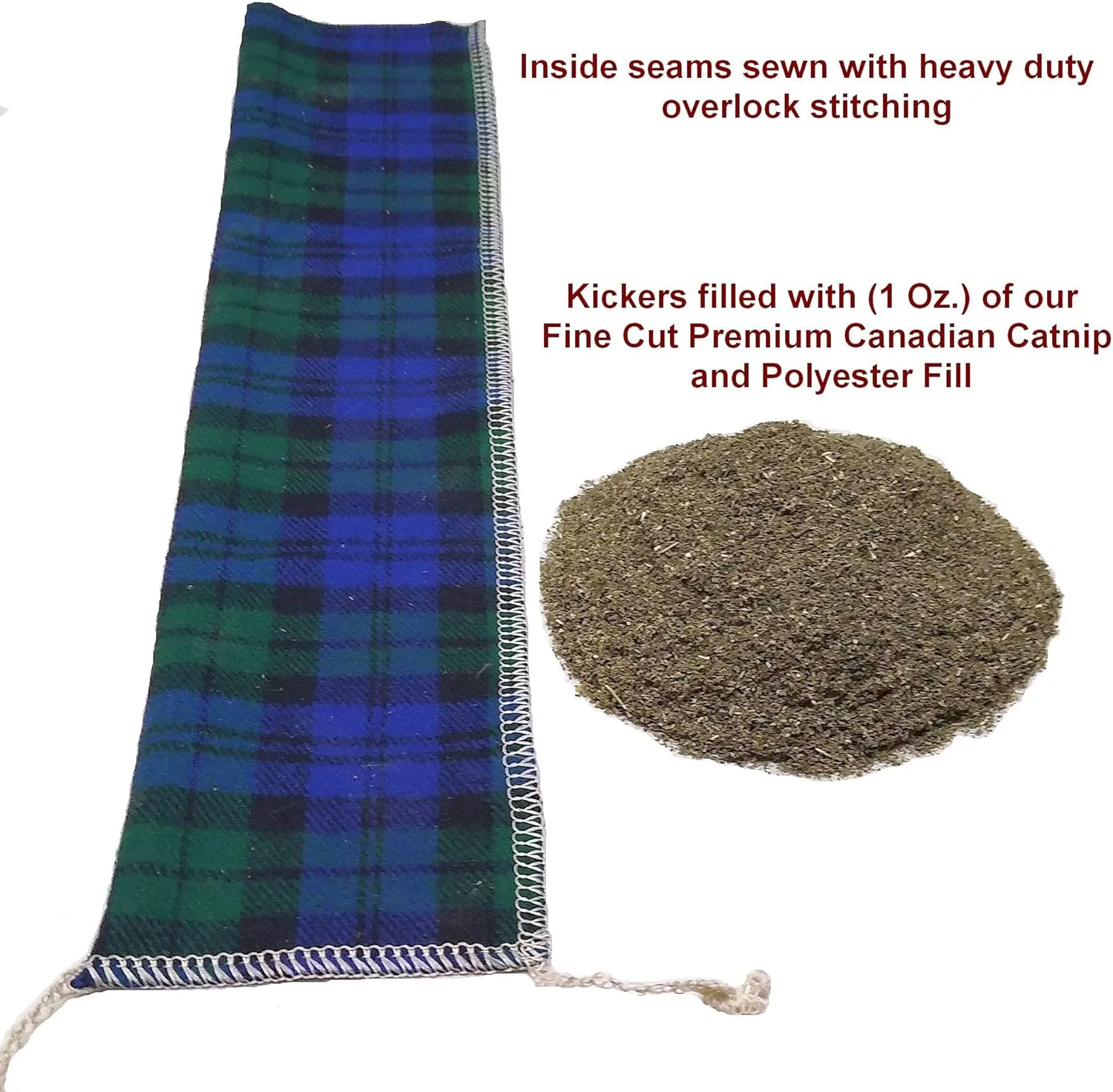 15" Cat Kicker Toy with Refillable Catnip Pocket (Navy) - Filled with Premium Canadian Catnip