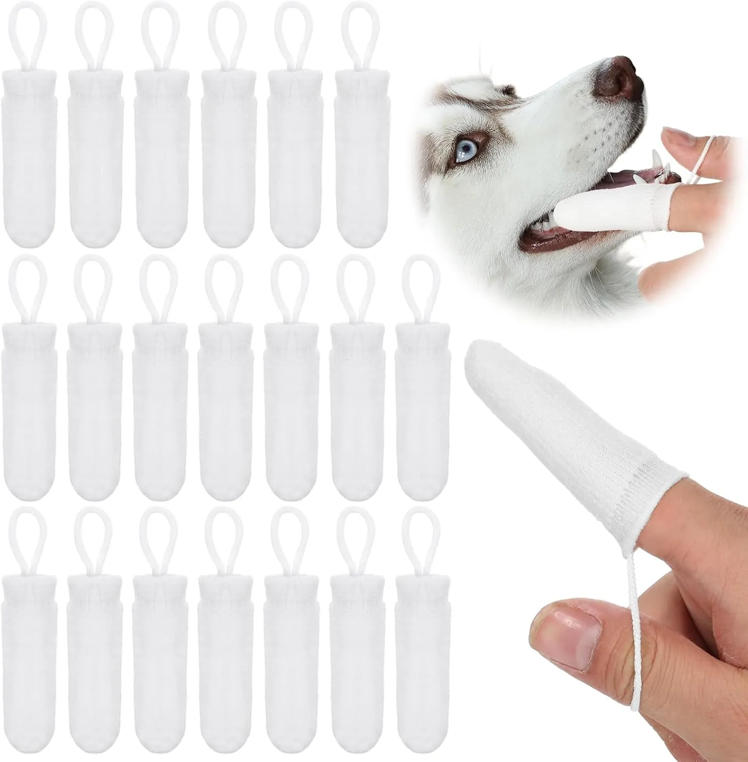 20 Pcs Finger Toothbrush for Dogs Soft Microfiber Pet Toothbrush Washable for Dog Cats Teeth Cleaning