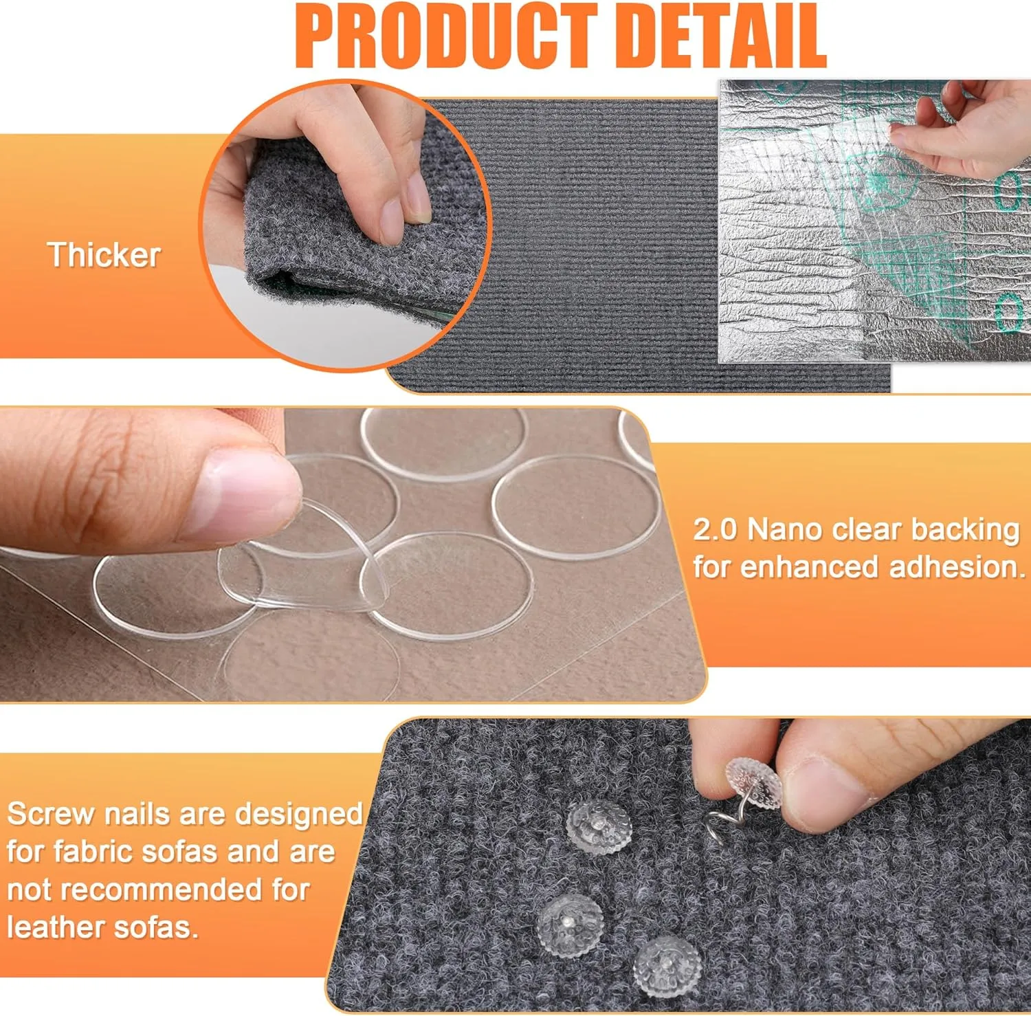 2PCS Anti Cat Scratch Furniture Protector, 78.7"x15.8"Couch Protector from Cat Claws, Trimmable DIY Scratch Carpet Mat for Sofa, Wall, Couch Corner, Cat Tower, Self-Adhesive Scratch Pad(Dark Gray)