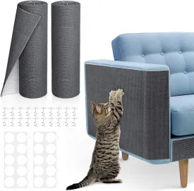 2PCS Anti Cat Scratch Furniture Protector, 78.7"x15.8"Couch Protector from Cat Claws, Trimmable DIY Scratch Carpet Mat for Sofa, Wall, Couch Corner, Cat Tower, Self-Adhesive Scratch Pad(Dark Gray)
