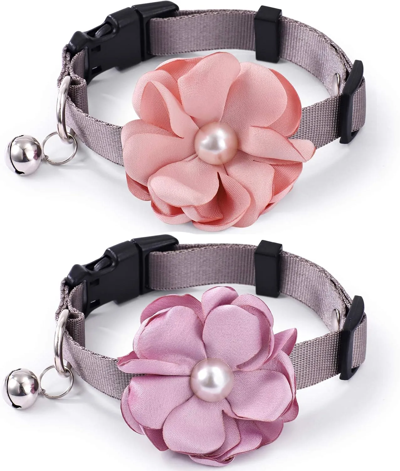 2PCS Cat Collars Bow Tie Dog Collars, Detachable Flower Dog Cat Collar with Bell, Adjustable Nylon Dog Collar for Small Medium Dogs and Cats (Small)