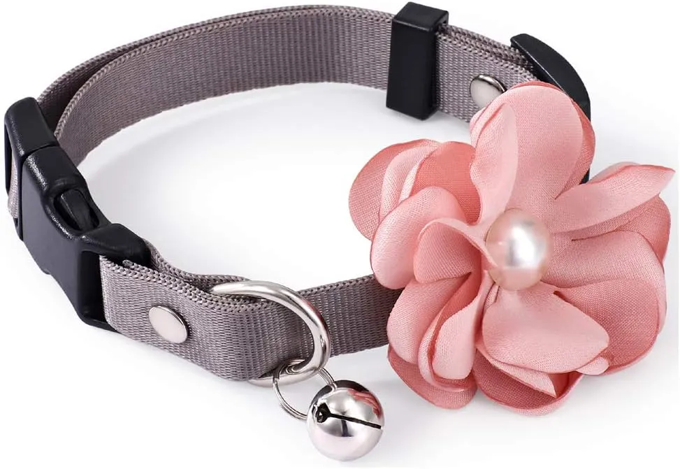 2PCS Cat Collars Bow Tie Dog Collars, Detachable Flower Dog Cat Collar with Bell, Adjustable Nylon Dog Collar for Small Medium Dogs and Cats (Small)