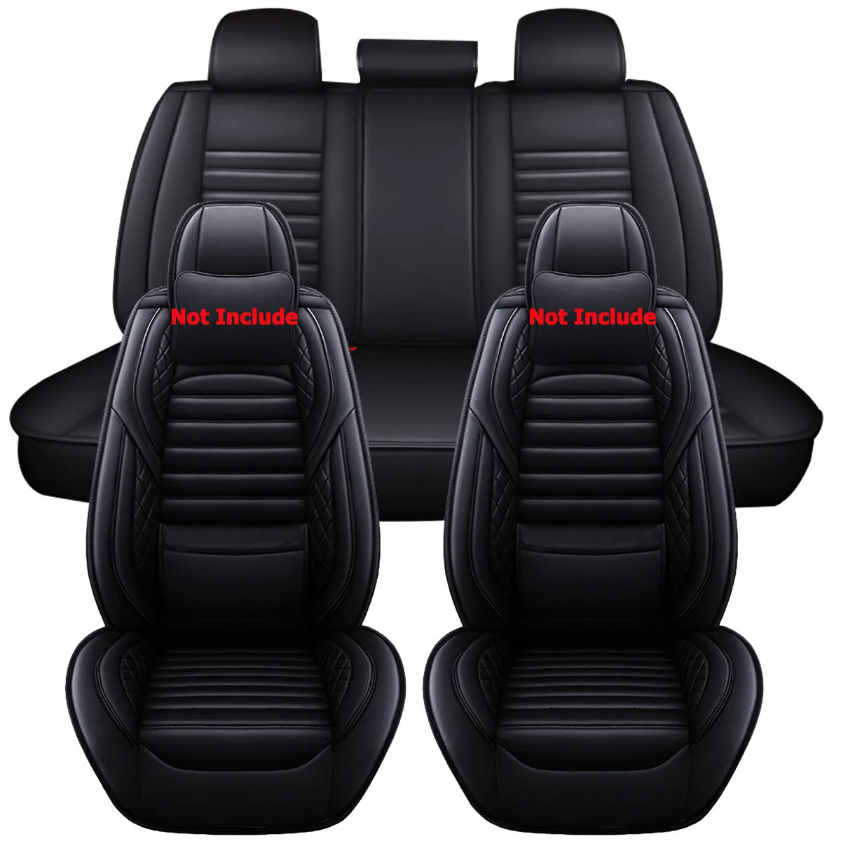 5D Universal PU Leather Car Seat Covers - Full Set for 5 Seats, Non-Slip Cushion Protector Mat