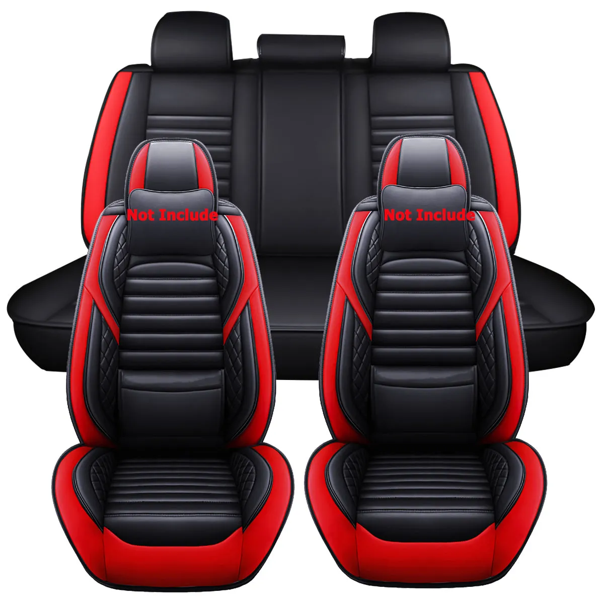 5D Universal PU Leather Car Seat Covers - Full Set for 5 Seats, Non-Slip Cushion Protector Mat