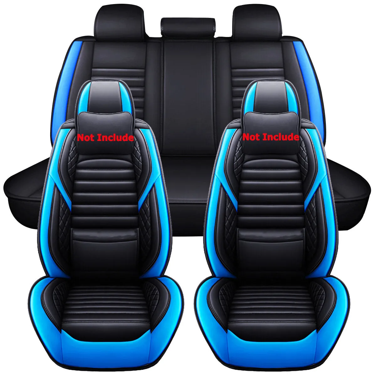5D Universal PU Leather Car Seat Covers - Full Set for 5 Seats, Non-Slip Cushion Protector Mat