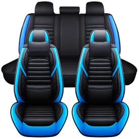 5D Universal PU Leather Car Seat Covers - Full Set for 5 Seats, Non-Slip Cushion Protector Mat