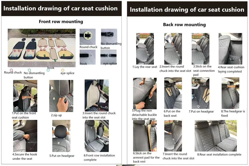 5x Car Seat Covers Universal PU Leather Cushion Non-slip Padded Mat Full Set