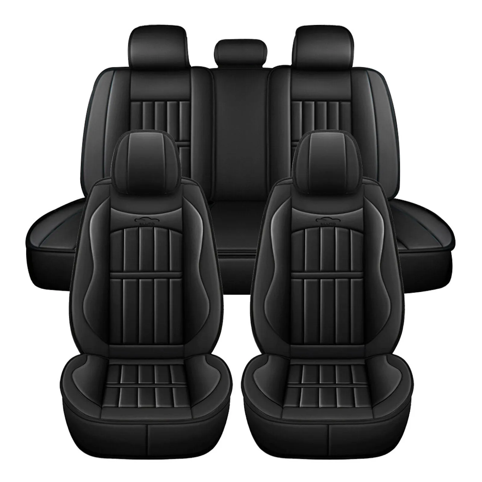 5x Car Seat Covers Universal PU Leather Cushion Non-slip Padded Mat Full Set