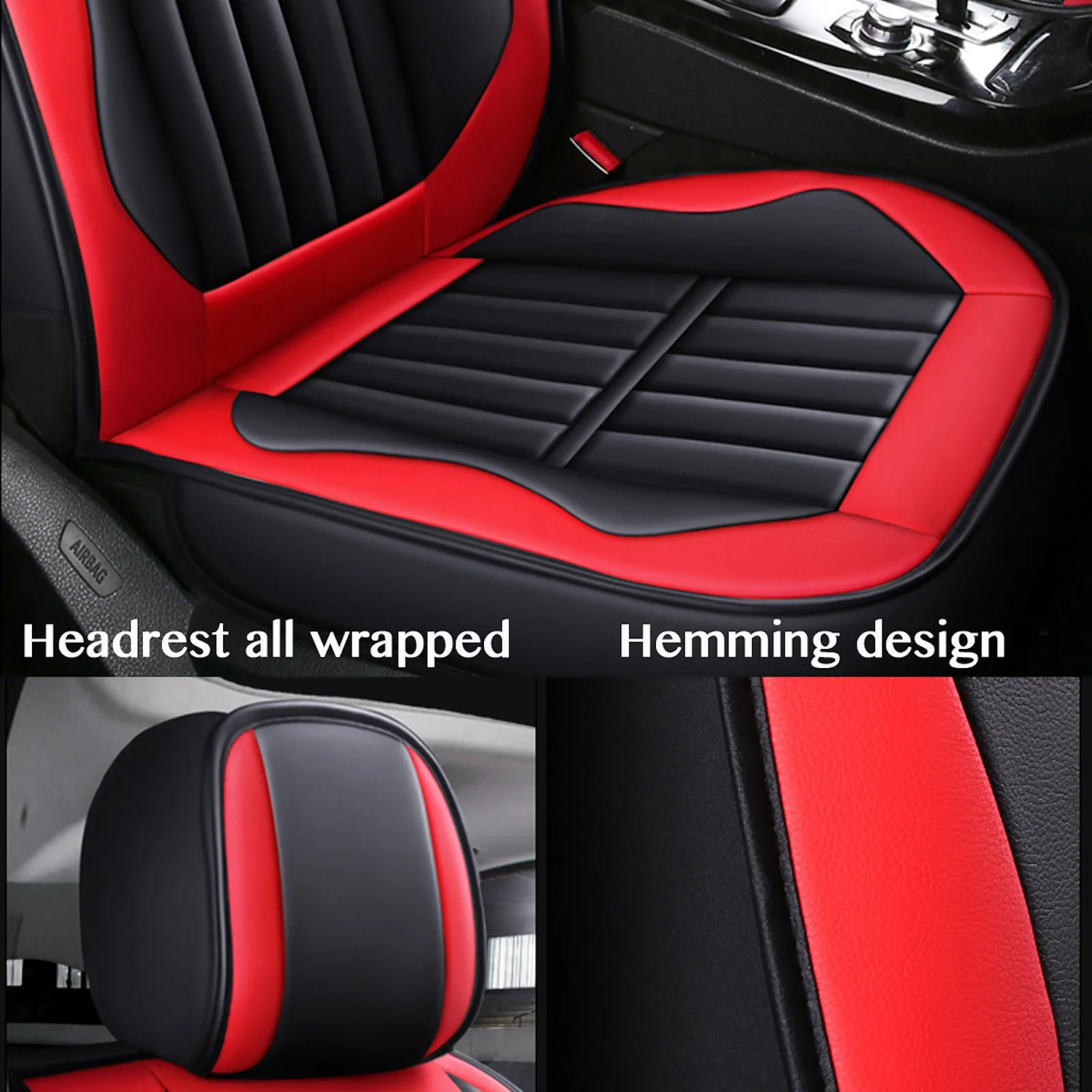 5x Car Seat Covers Universal PU Leather Cushion Non-slip Padded Mat Full Set