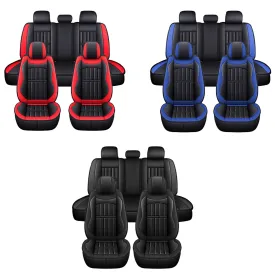 5x Car Seat Covers Universal PU Leather Cushion Non-slip Padded Mat Full Set