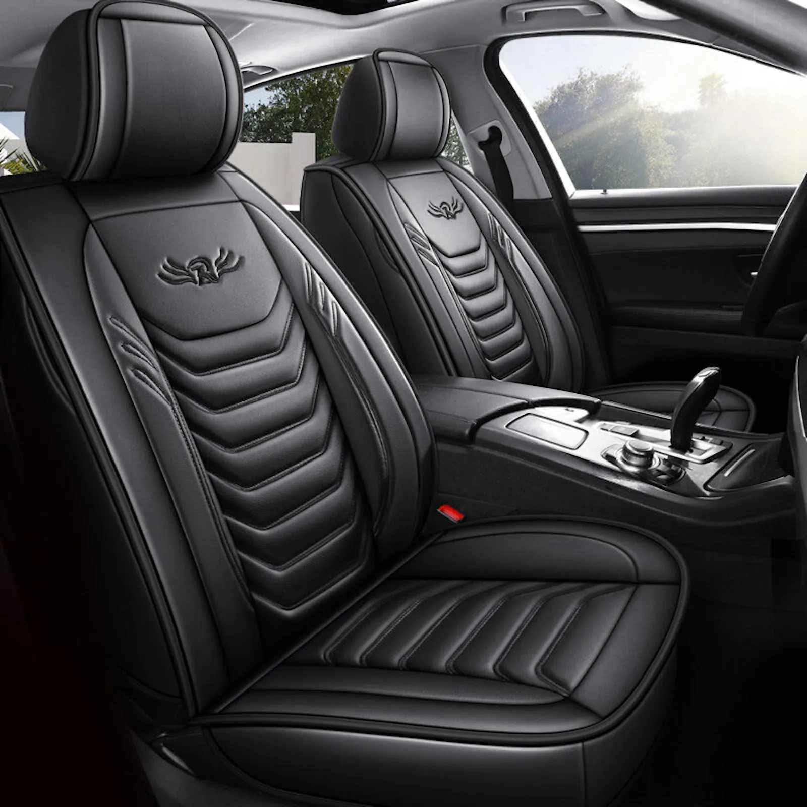5x Car Seat Covers Universal PU Leather Cushion Non-slip Padded Mat Full Set