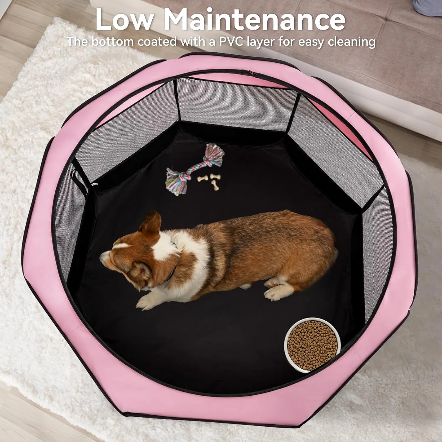 A4Pet Dog Playpen, Pet Playpen Indoor/Outdoor - Portable, Foldable Design - Ideal for Dogs, Kittens, and Small Animals - Removable Zipper & Collapsible Travel Bowl