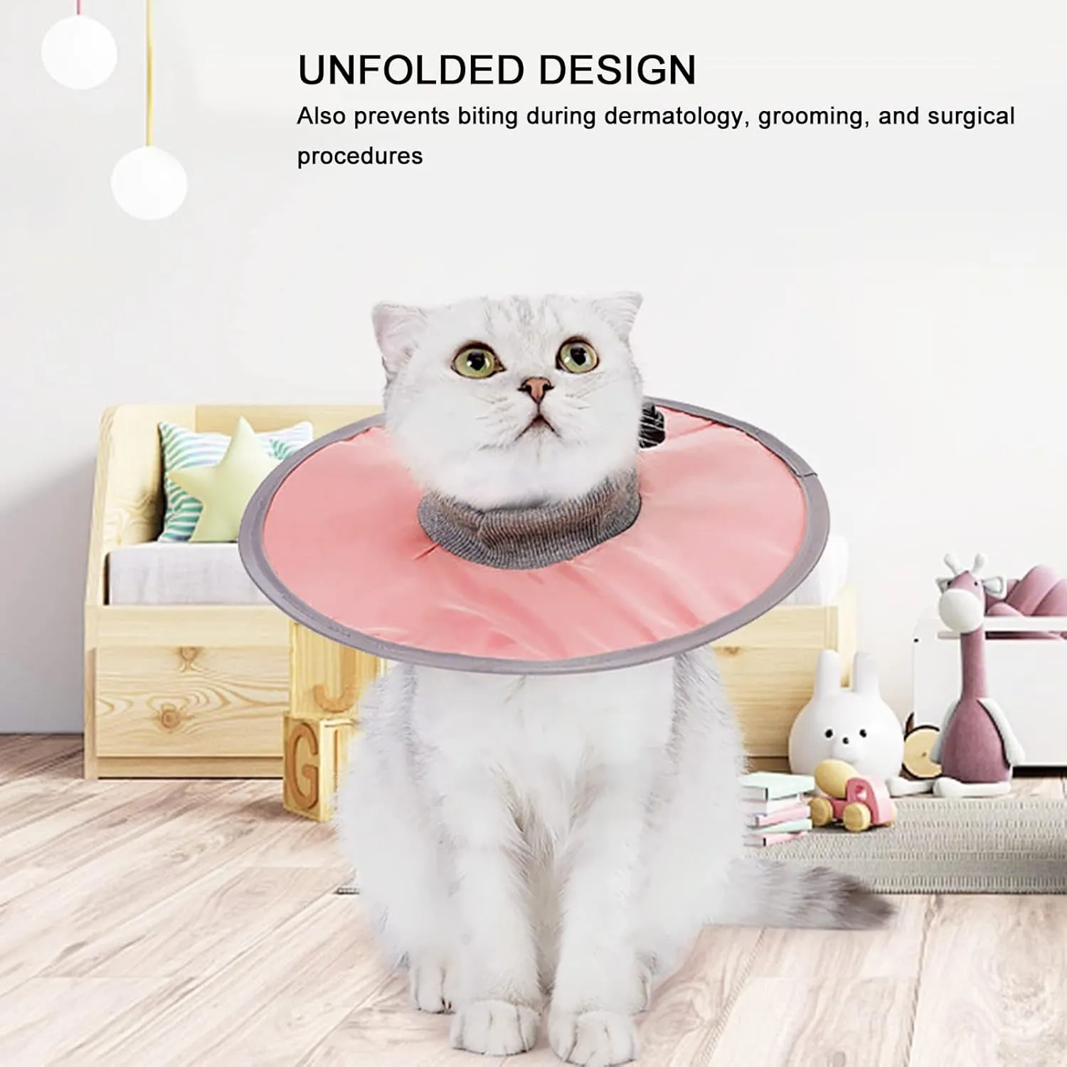 Adjustable Cat Recovery Collar, Soft Polyester Elizabethan Collar, Anti-Licking, Post-Surgery Protection, Waterproof, Easy to Clean