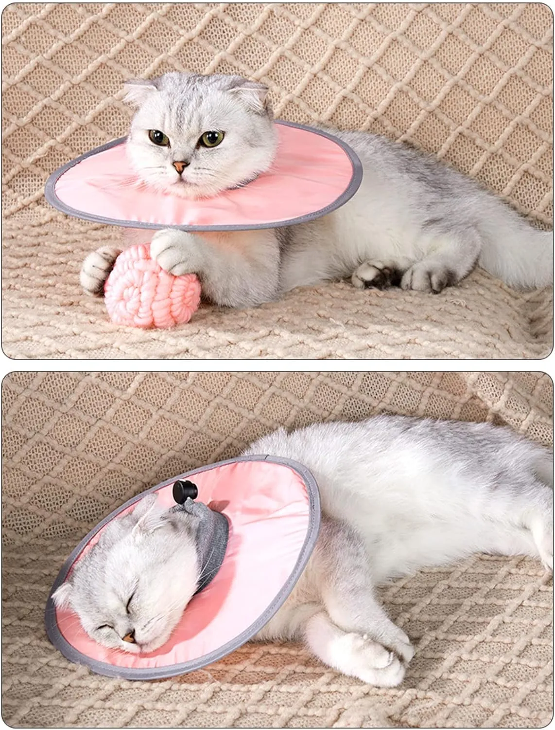 Adjustable Cat Recovery Collar, Soft Polyester Elizabethan Collar, Anti-Licking, Post-Surgery Protection, Waterproof, Easy to Clean