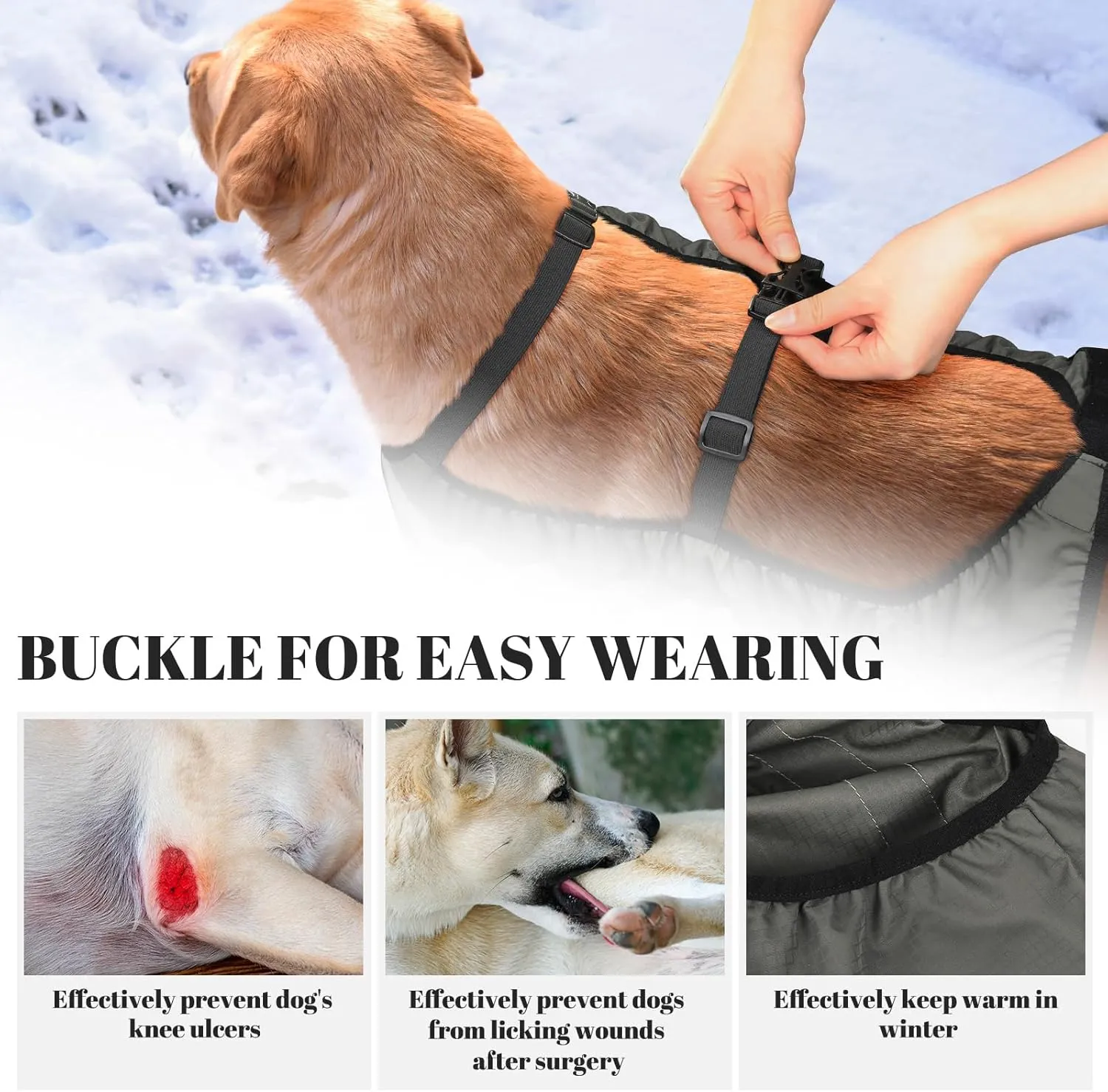 Anti-dirty Winter Coat Recovery Suit for After Surgery, Body Guard Safety Reflective Vest Protective Dog in Rain, Snow, Traffic Accidents, Waterproof Dog Raincoat Jacket