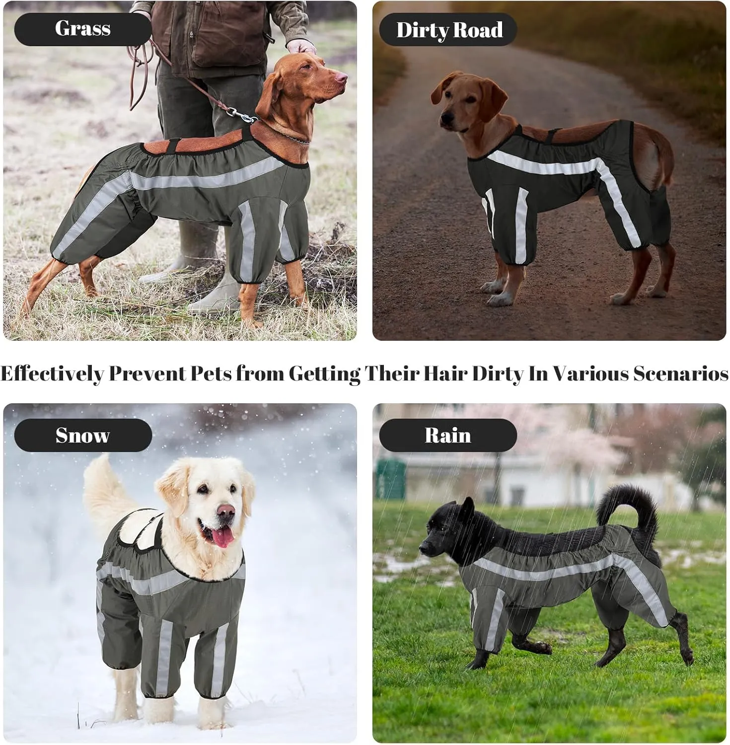Anti-dirty Winter Coat Recovery Suit for After Surgery, Body Guard Safety Reflective Vest Protective Dog in Rain, Snow, Traffic Accidents, Waterproof Dog Raincoat Jacket