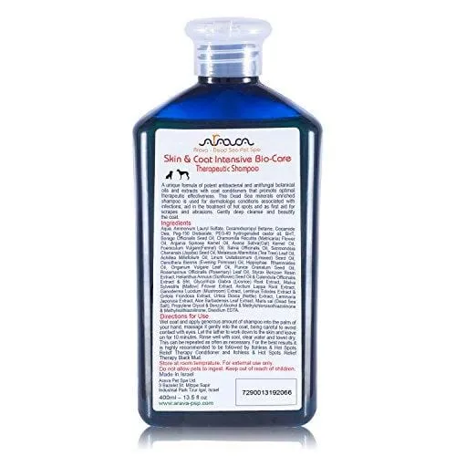 Arava Natural Medicated Dog Shampoo - Antibacterial Antifungal Anti Yeast Anti Itch Dog Shampoo - Healthy Skin & Coat - First Aid in Hot Spots Ringworm Scrapes Abrasions & Dermatologic Infections