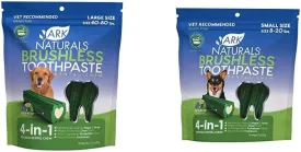 Ark Naturals Brushless Toothpaste Bundle, Dog Dental Chews for Large & Small Breeds, Prevents Plaque & Tartar, Freshens Breath