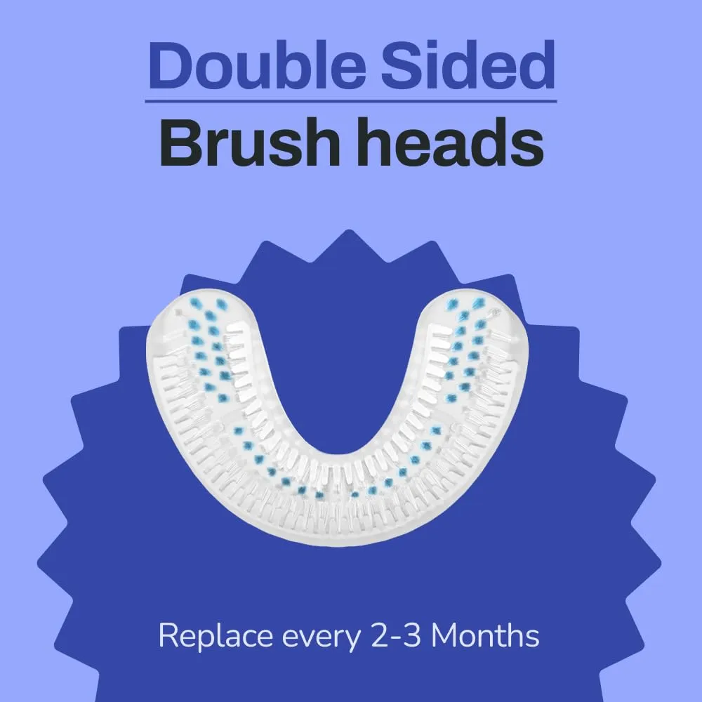autobrush Double Sided Kids U Shaped Nylon Brush Head Replacements, ADA Accepted, Ages 6-8, Pack of 3