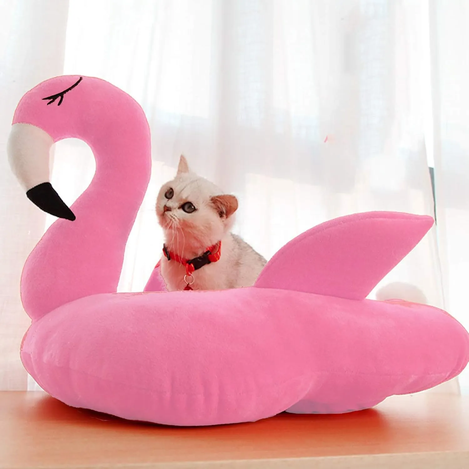 Cat Bed Dog Bed Plush Flamingo Pet Bed Soft Warm for Sleep Pet Cushion Winter Plush Calming Dog Bed,Self Warming Puppy Bed for Small Medium Pet Dogs Cats