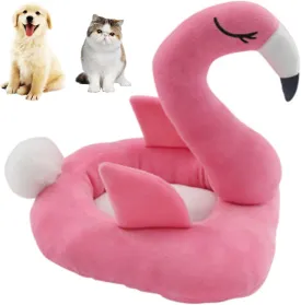 Cat Bed Dog Bed Plush Flamingo Pet Bed Soft Warm for Sleep Pet Cushion Winter Plush Calming Dog Bed,Self Warming Puppy Bed for Small Medium Pet Dogs Cats