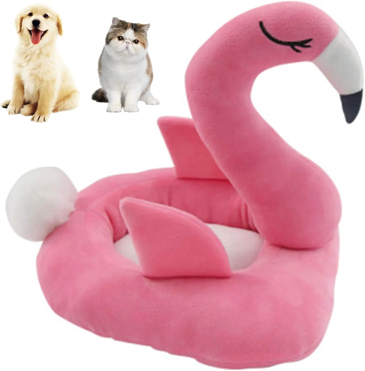 Cat Bed Dog Bed Plush Flamingo Pet Bed Soft Warm for Sleep Pet Cushion Winter Plush Calming Dog Bed,Self Warming Puppy Bed for Small Medium Pet Dogs Cats