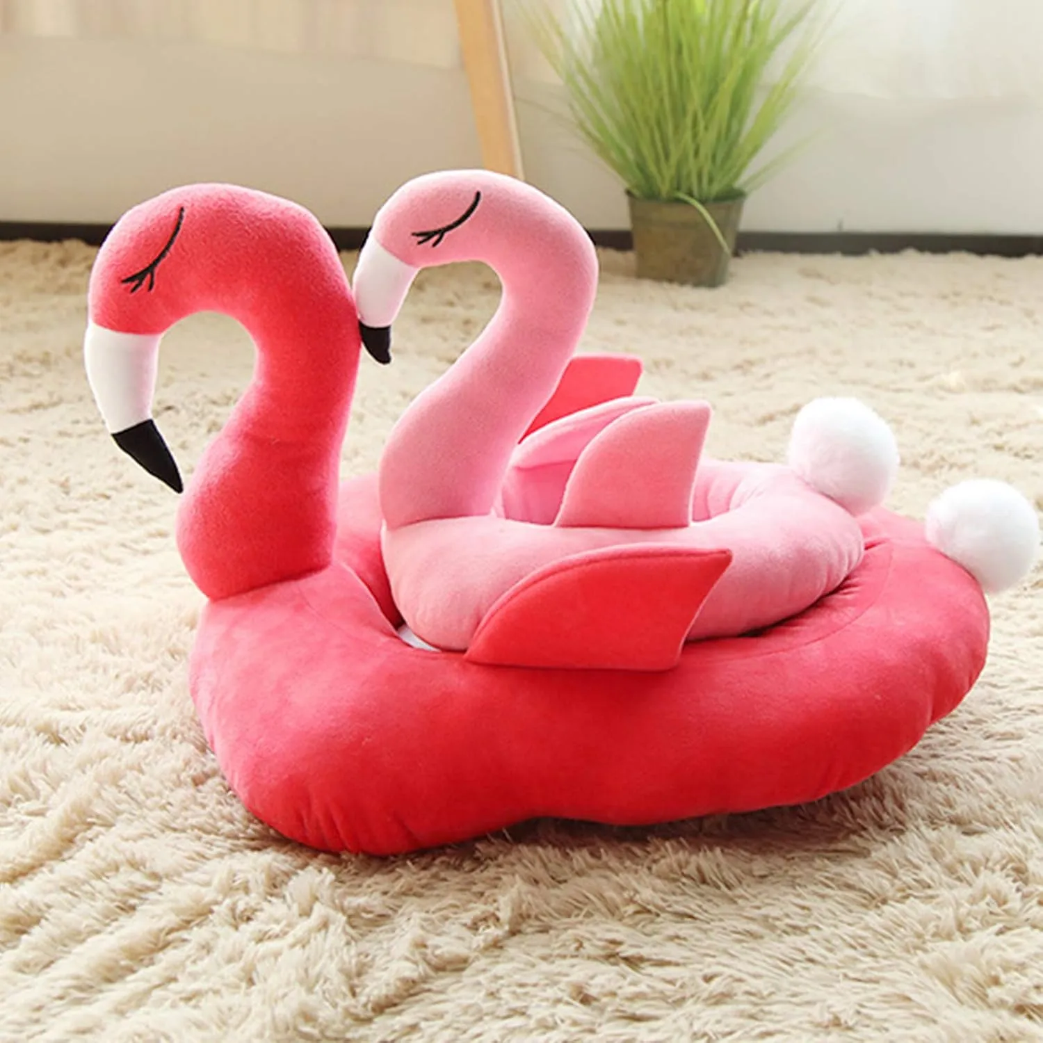 Cat Bed Dog Bed Plush Flamingo Pet Bed Soft Warm for Sleep Pet Cushion Winter Plush Calming Dog Bed,Self Warming Puppy Bed for Small Medium Pet Dogs Cats