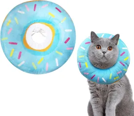 Cat Cone Collar Soft, Cat Donut Collar, Adjustable Cat Surgery Collar for Wound Healing, Elizabeth Collars are Suitable for Cats, Kittens, Puppies, Puppies After Surgery (Blue, L)