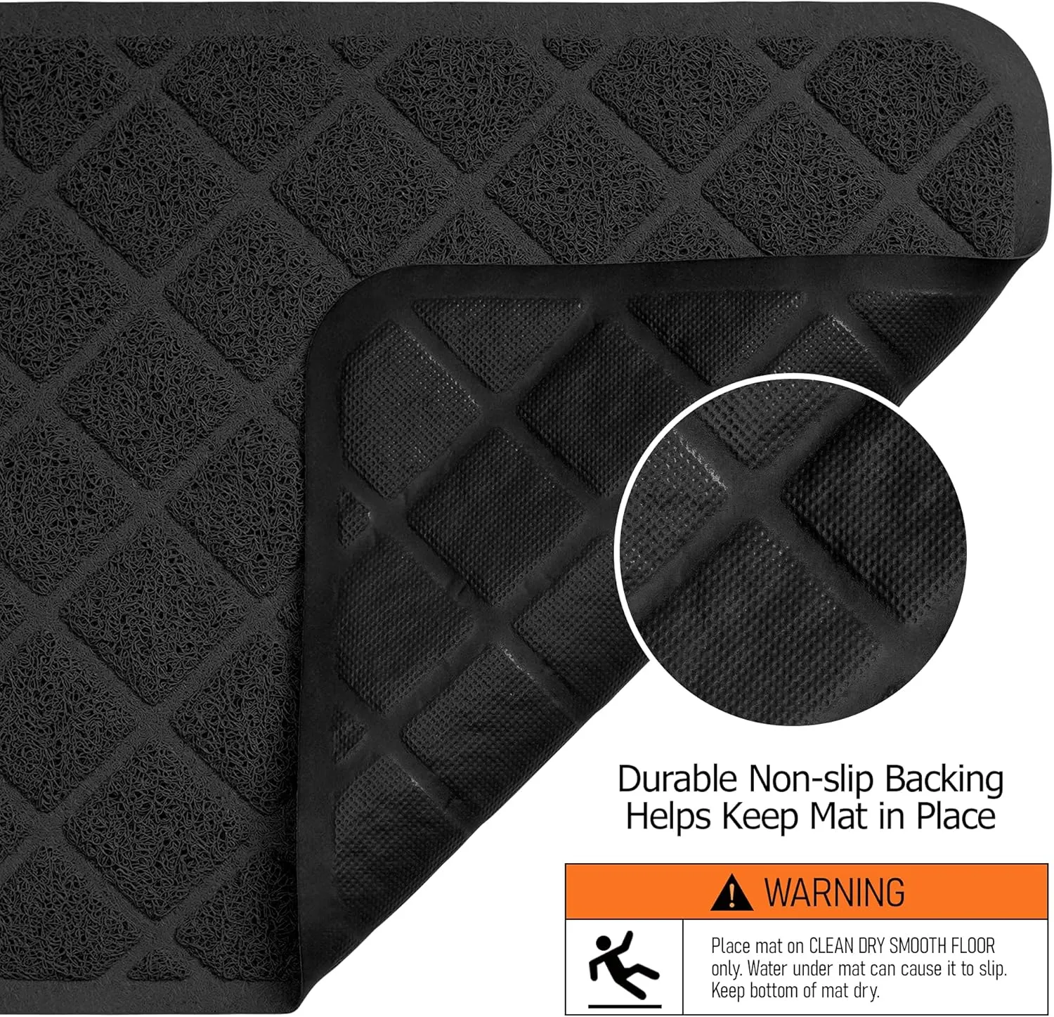 Cat Litter Mat Litter Trapping Mat, Black Premium Durable PVC Grid Mesh with Scatter Control, Non-slip, Less Waste Cat Litter Box Mat, Soft on Kittys Paws, Urine Waterproof 47" x 35"