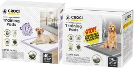 CROCI Dog Pads Lavender Scented 30x36in 40 Count & CROCI 28"x44" 4XL Activated Carbon Pee Pads for Dogs 25 Count