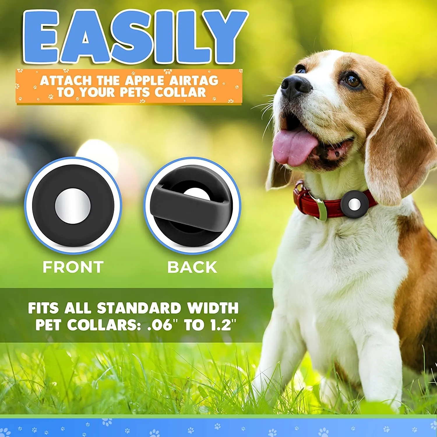 DIGGITY DOG Airtag Dog Collar Holder for Apple Airtag - Dog Collar Tag Holder and Airtag Cat Collar Holder - Apple Tag Dog Collar Fits Airtag Pet Collars to Make the Perfect Pet Tracker Dog Collars