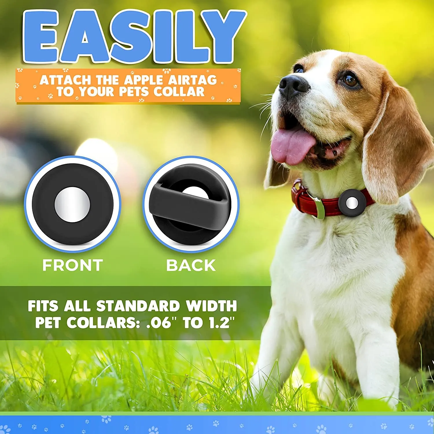 DIGGITY DOG Airtag Dog Collar Holder for Apple Airtag - Dog Collar Tag Holder and Airtag Cat Collar Holder - Apple Tag Dog Collar Fits Airtag Pet Collars to Make the Perfect Pet Tracker Dog Collars