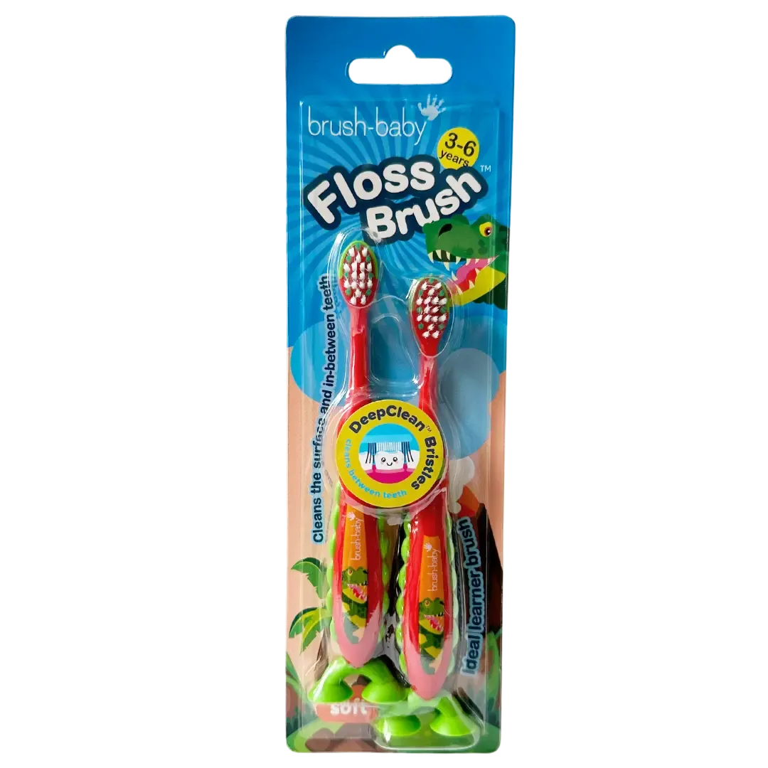 Dinosaur FlossBrush™ Bristles Toothbrushes Double Pack (3-6 Years)