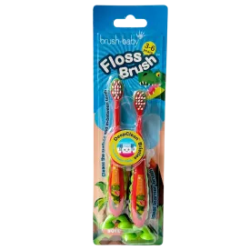 Dinosaur FlossBrush™ Bristles Toothbrushes Double Pack (3-6 Years)