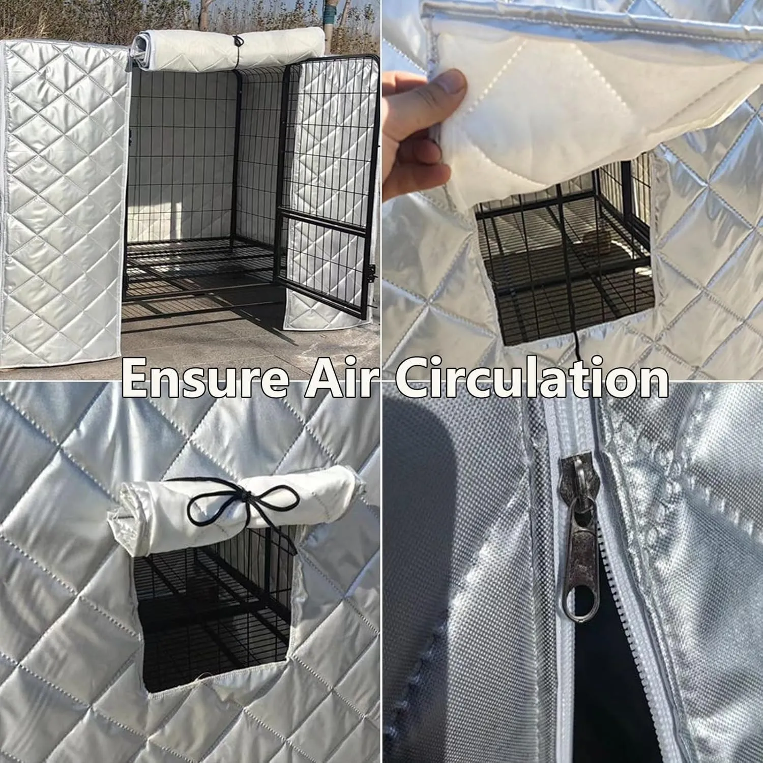 Dog Cage Covers, Pet Crate Cover, Waterproof Pet Kennel Protector, Roll-up Side Windows and Front Door, Warmer Windproof Oxford Cloth Cover, for Keep Pet Warm