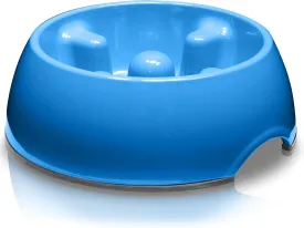 Dogit Slow Feeder Bowl for Wet or Dry Food, Go Slow Anti-Gulping Dish, Blue, Large