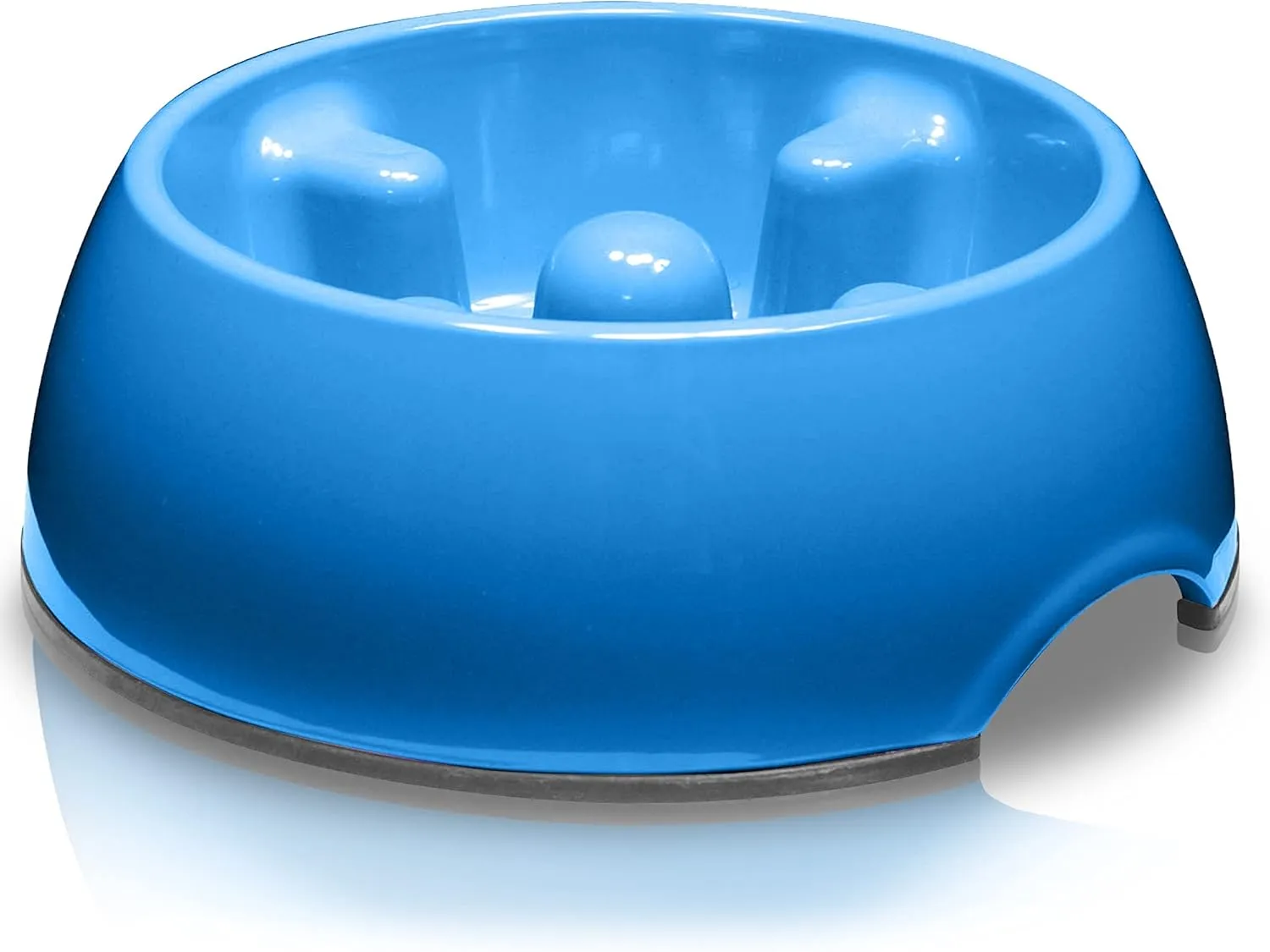 Dogit Slow Feeder Bowl for Wet or Dry Food, Go Slow Anti-Gulping Dish, Blue, Large