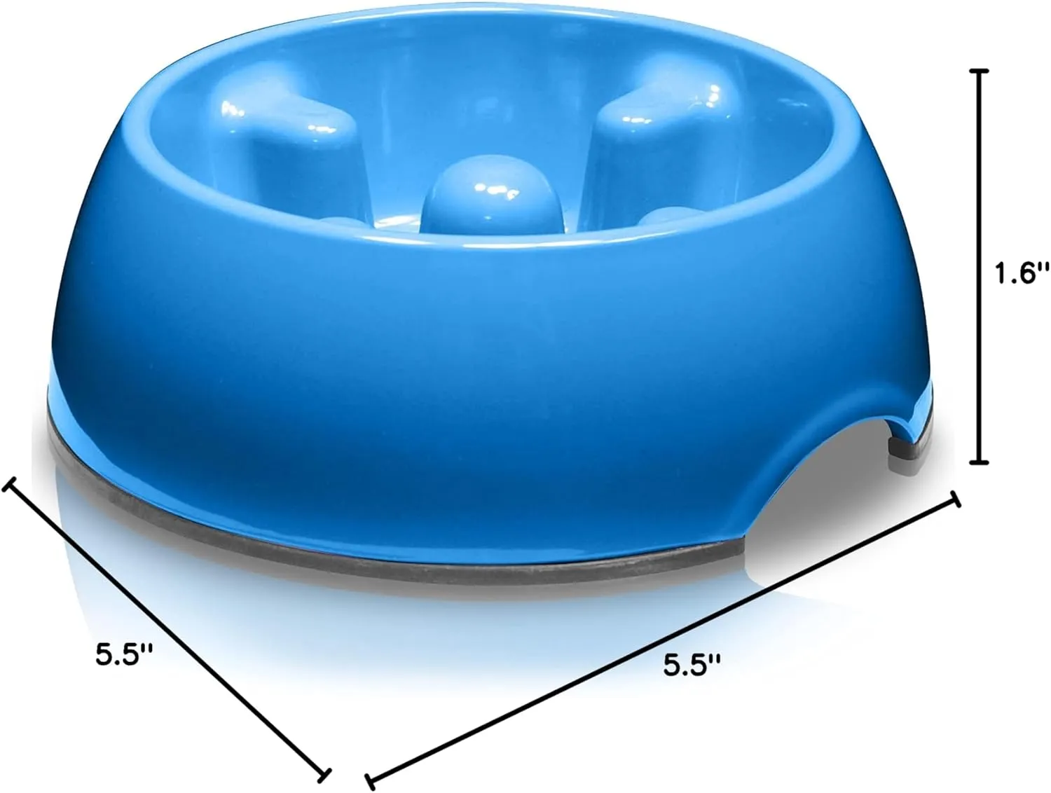 Dogit Slow Feeder Bowl for Wet or Dry Food, Go Slow Anti-Gulping Dish, Blue, Large