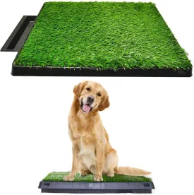 Downtown Pet Supply Dog Grass Pad with Tray, 20 x 30 w/Drawer - Outdoor and Indoor Potty System for Dogs with Replaceable Synthetic Grass Pee Turf - Portable and Waterproof Turf Dog Potty