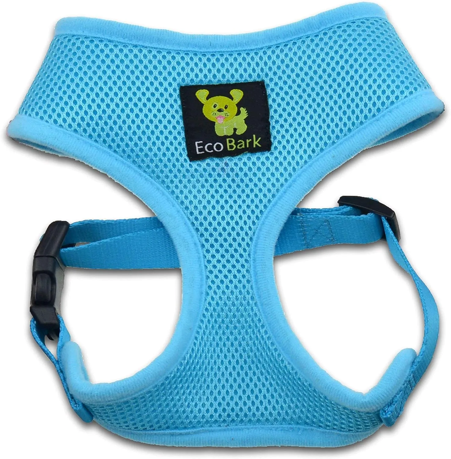 EcoBark Dog Harness - Eco-Friendly Max Comfort Harnesses - Luxurious Soft Mesh Halter - Over The Head Harness Vest- No Pull and No Choke for Puppy, Toy Breeds & Small Dogs (Medium, Blue)