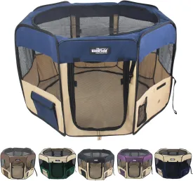 EliteField 2-Door Soft Pet Playpen (2 Year Warranty), Exercise Pen, Multiple Sizes and Colors Available for Dogs, Cats and Other Pets (36" x 36" x 24"H, Navy Blue Beige)