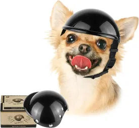 Enjoying Pet Helmet, Hard Hat for Small Dogs, Motorcycle/Bike Hat for Cat, Outdoor Riding Puppy Cap, Black, Small