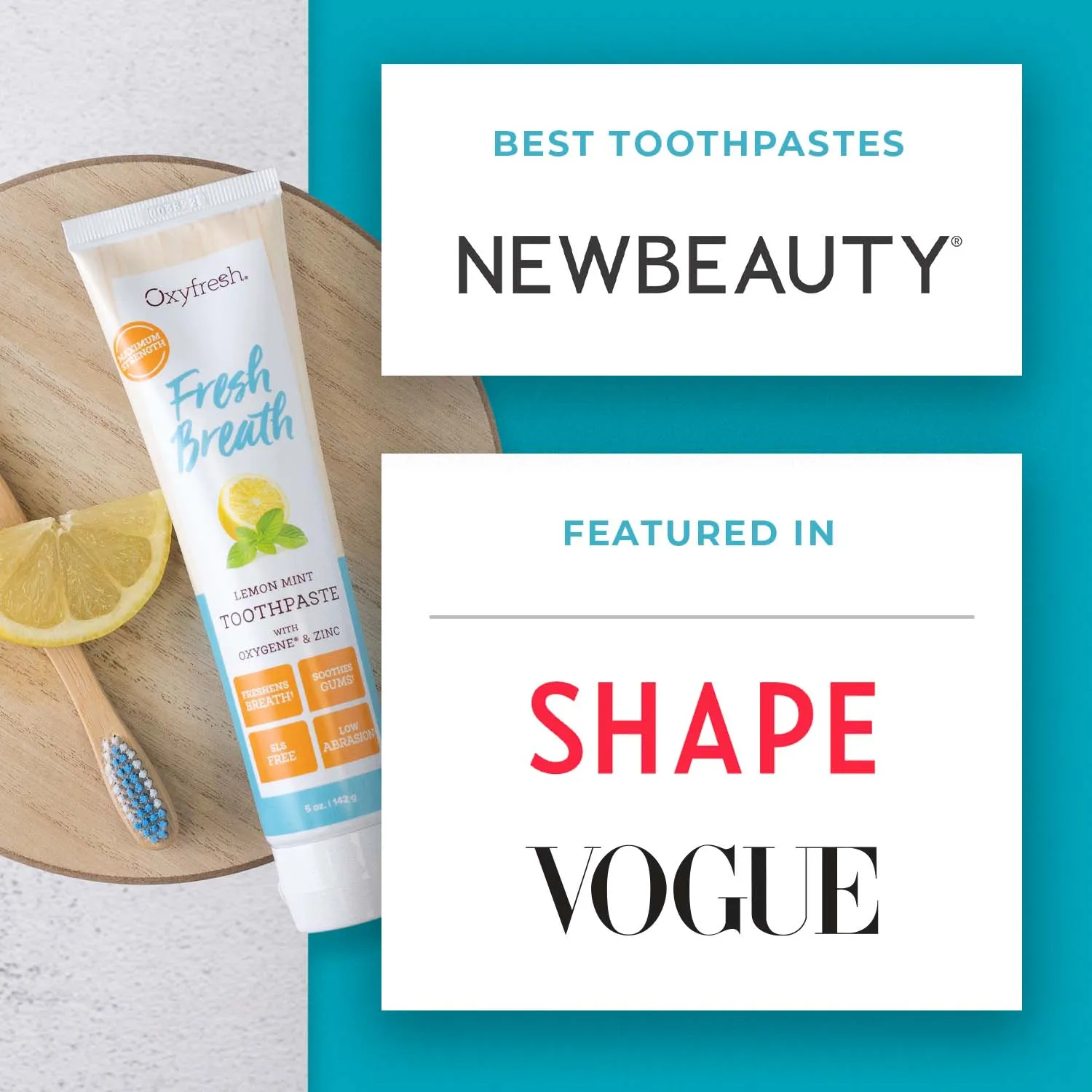 Fresh Breath Lemon Mint Toothpaste | 24 Hr Protection | Fluoride Free