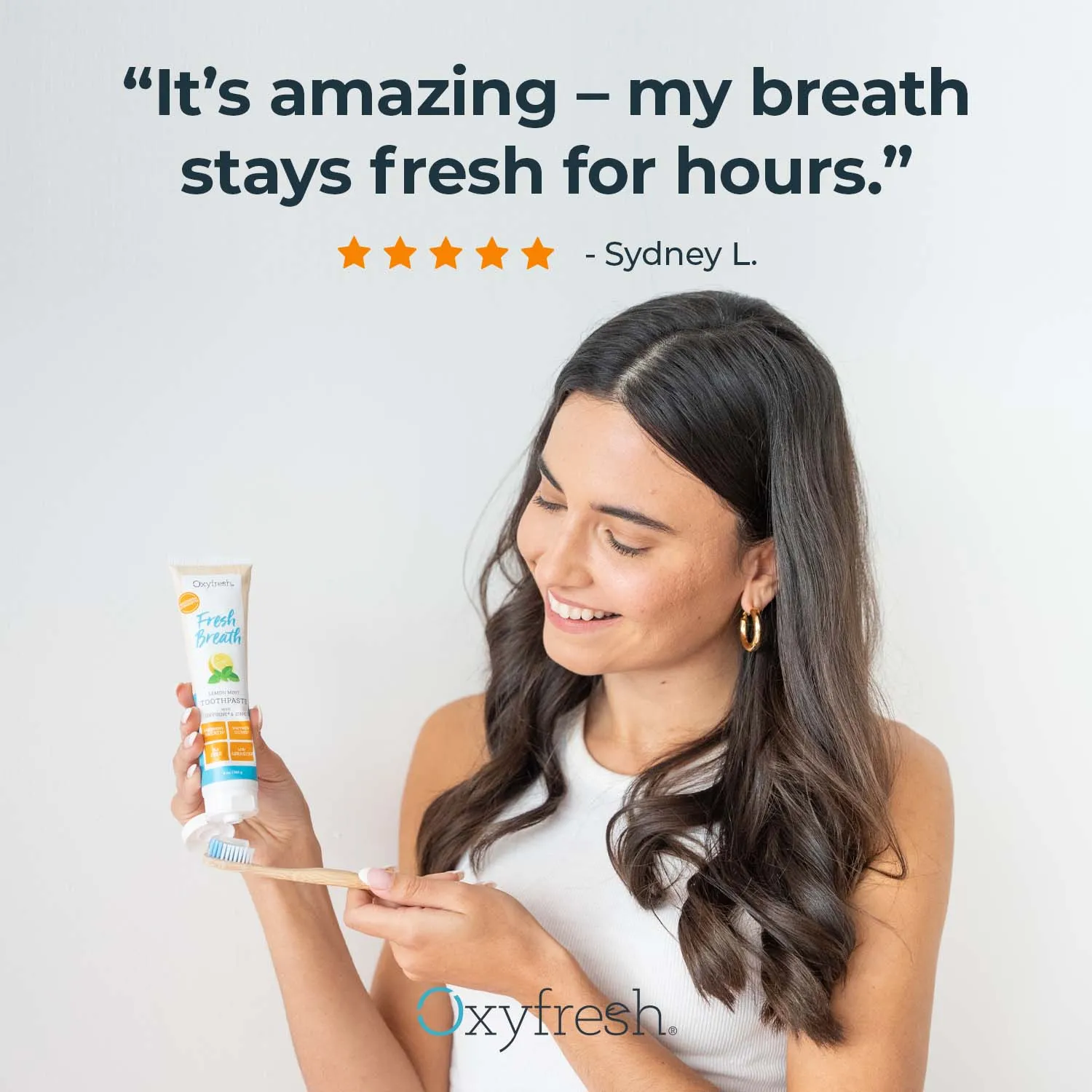 Fresh Breath Lemon Mint Toothpaste | 24 Hr Protection | Fluoride Free