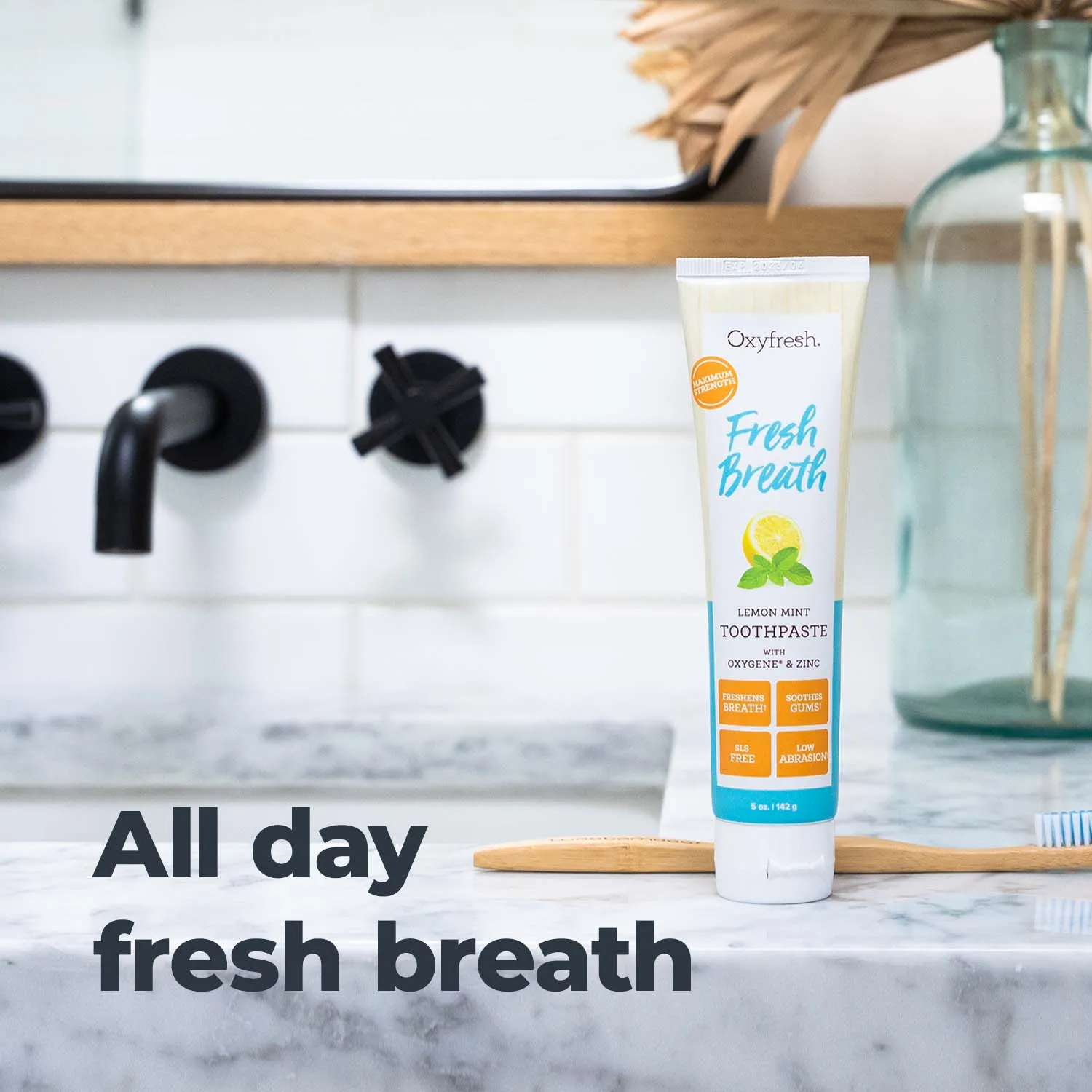 Fresh Breath Lemon Mint Toothpaste | 24 Hr Protection | Fluoride Free