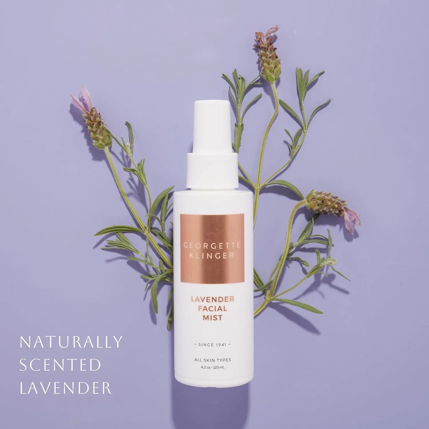 Georgette Klinger Lavender Facial Mist - Moisturizing and Long-Lasting Facial Spray with Aromatherapy, Antioxidants, and Skin-Plumping, Makeup Setting for Dewy, Hydrated Skin - 4.2 oz