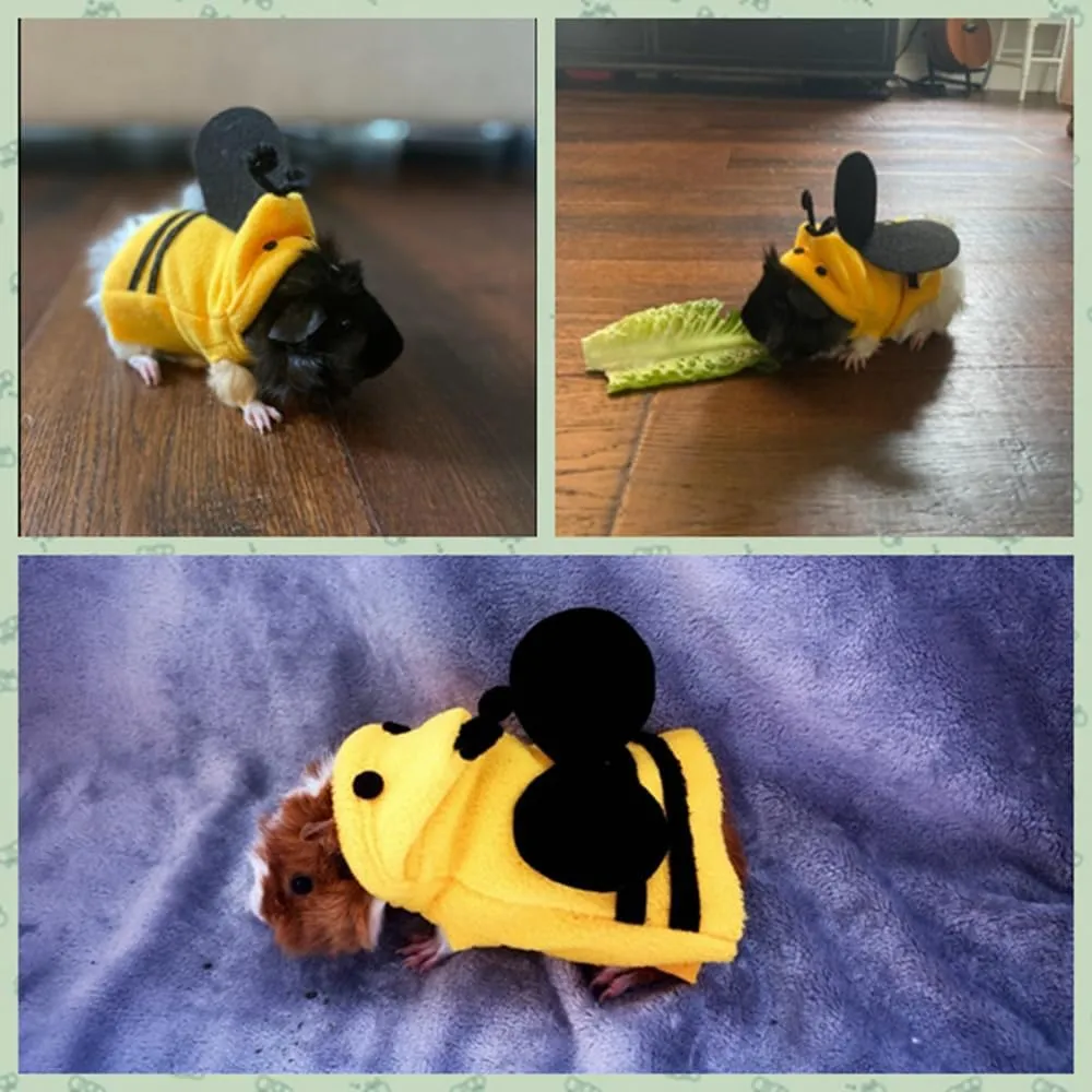 Hedgehog Costume Bee Clothes for Hedgehogs Small Animal Apparel Polar Fleece Handmade Hedgehog Hoodie Dress Up Accessories Outfit for Cosplay Halloween Christmas Party Pet Supplies (M(400-500g))
