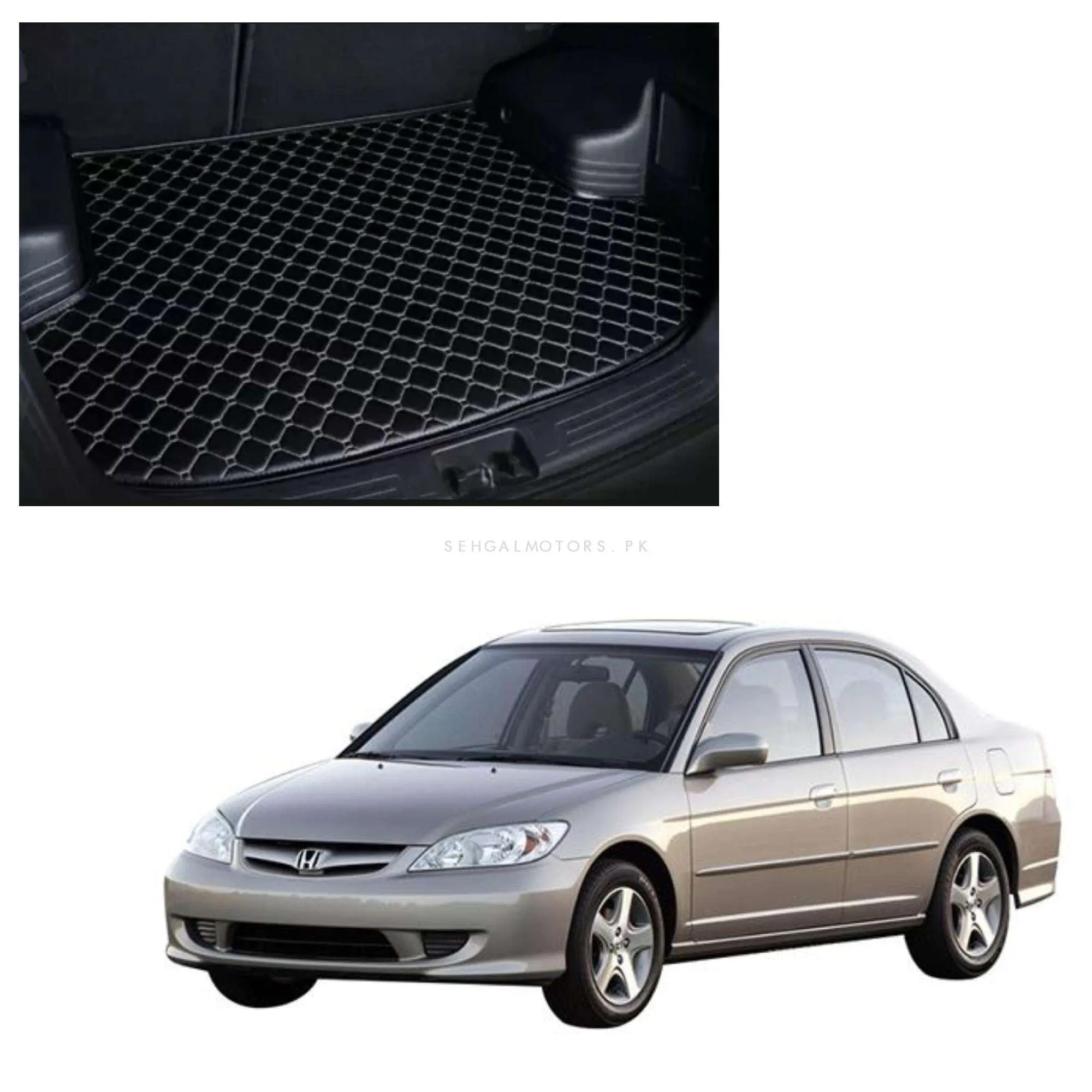 Honda Civic 7D Trunk Mat Mix Thread Black - Model 2006-2012 - Cargo Boot Liner Diggi Protection Tray Cover