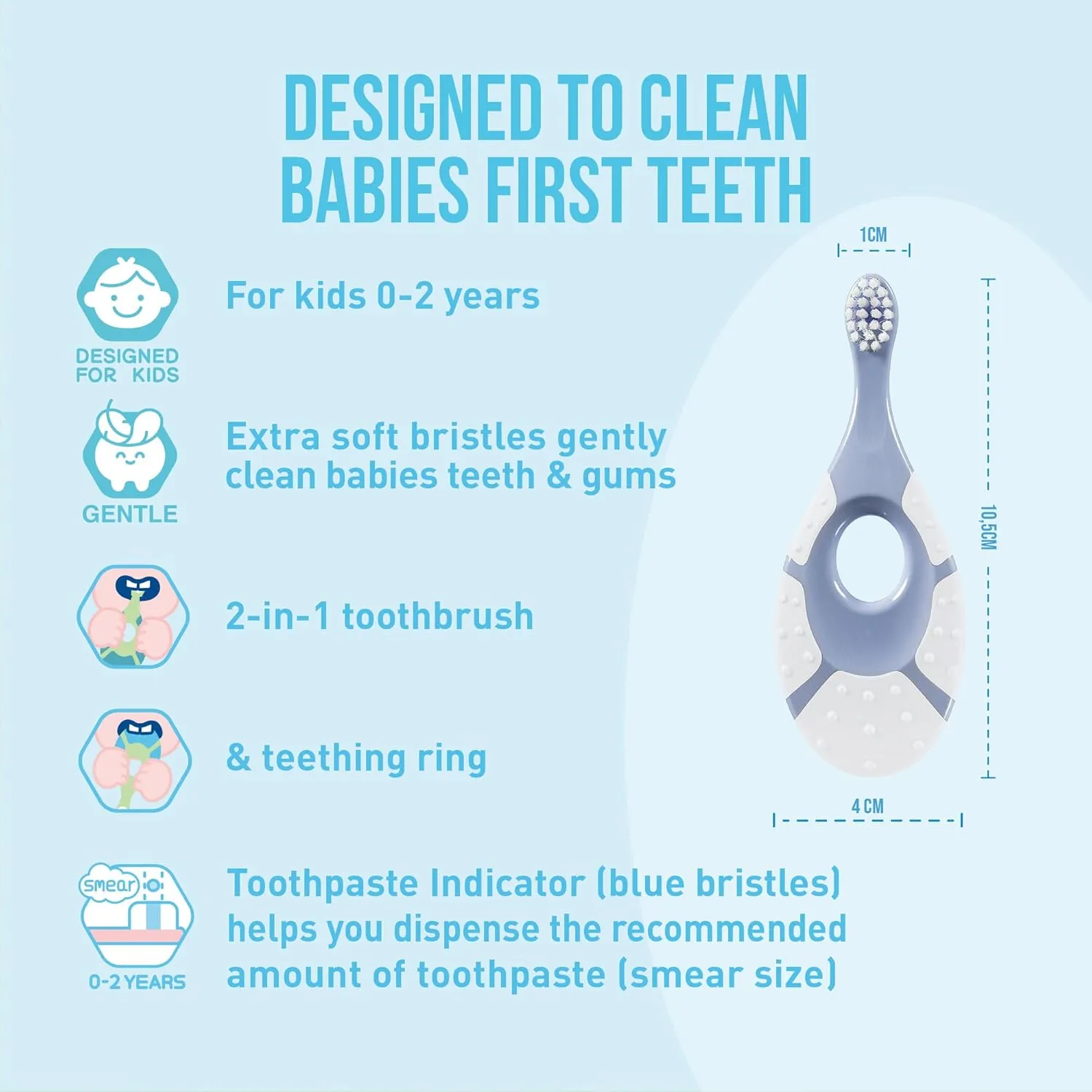 Jordan*  | Step 1 Baby Toothbrush | 0-2 Years, Soft Bristles, BPA Free | 4 Pack
